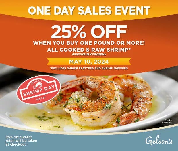 shrimp sale at Gelson's on  May 10