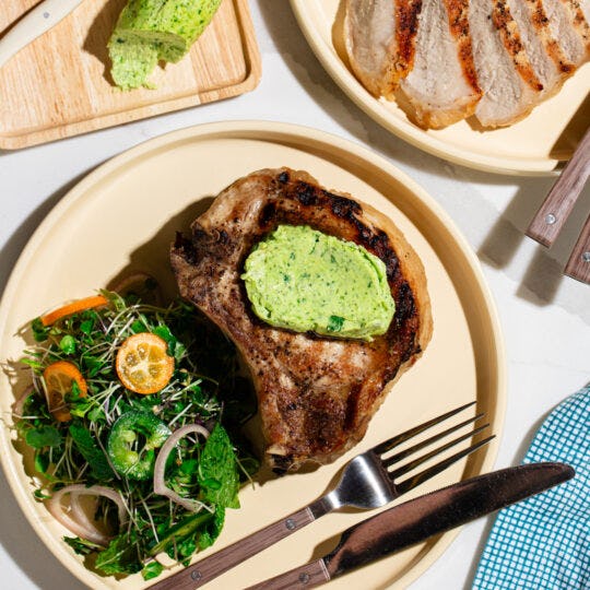 Grilled Pork Chops with Jalapeño Butter